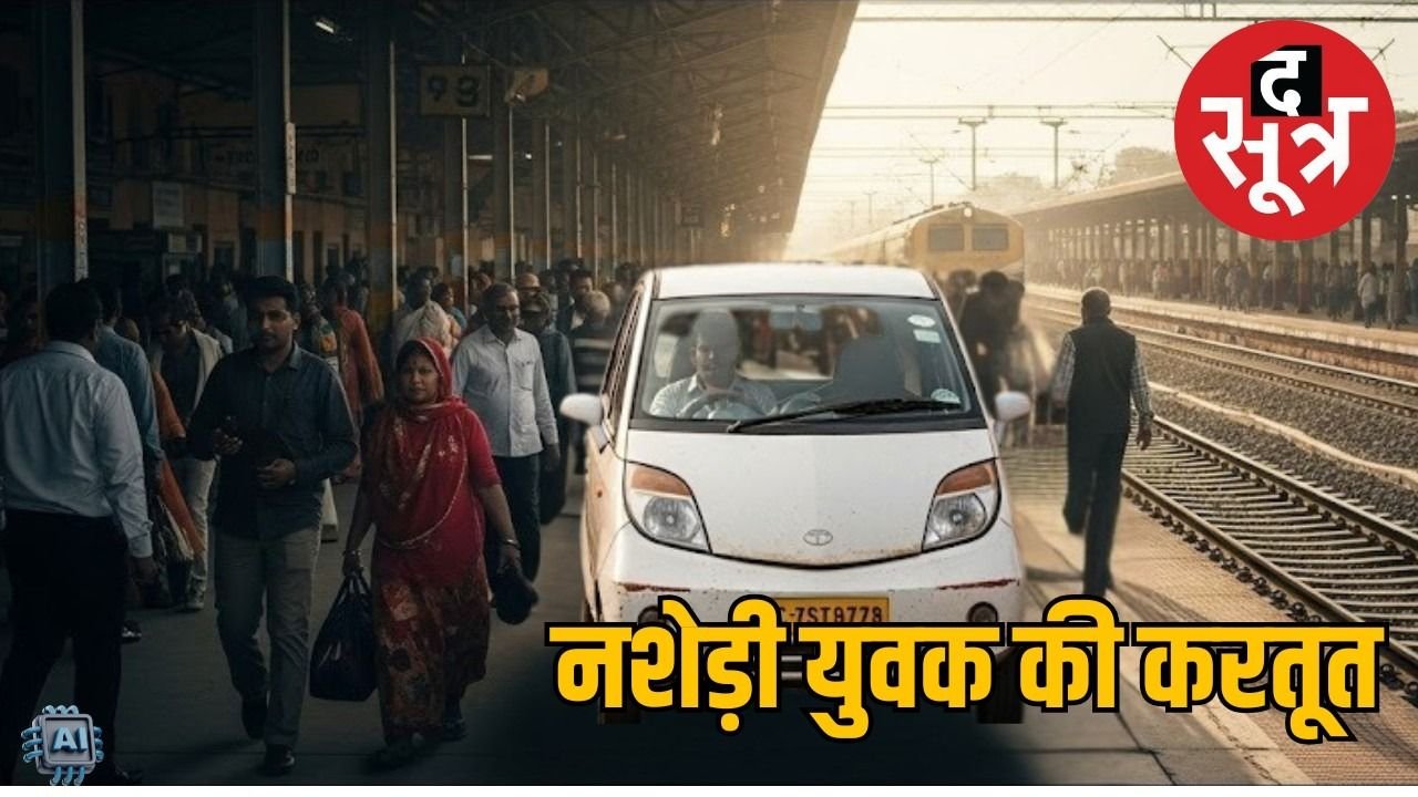 पत्नी के मायके जाने से दुखी युवक ने रेलवे प्लेटफॉर्म पर दौड़ाई कार, पुलिस ने पकड़ा