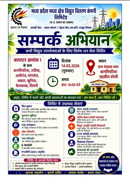 मप्र मध्य क्षेत्र विद्युत वितरण कंपनी का “संपर्क अभियान 2026” शुरू